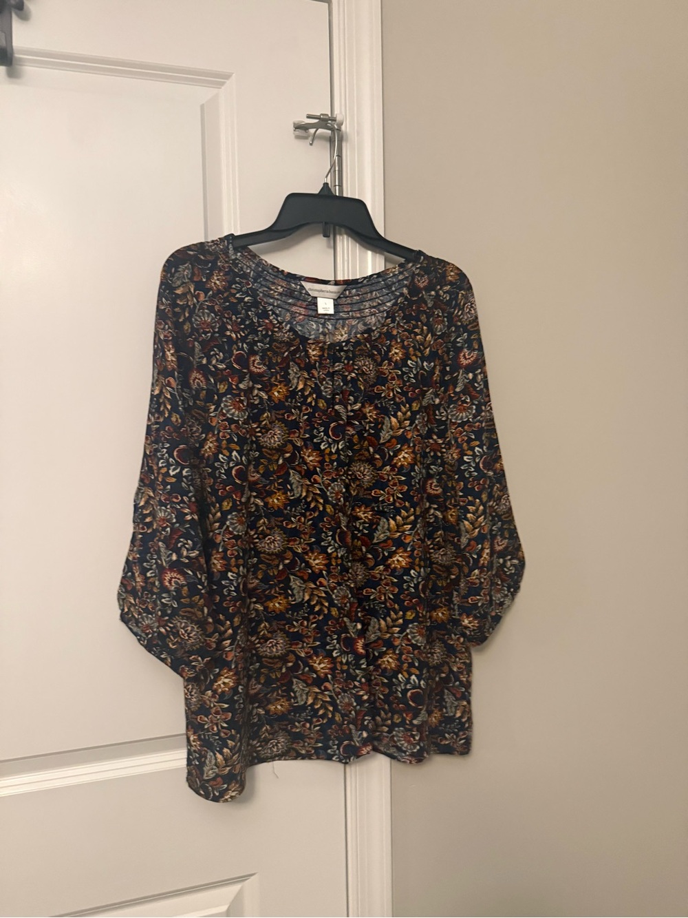 Christopher & Banks Black Floral Tunic Top